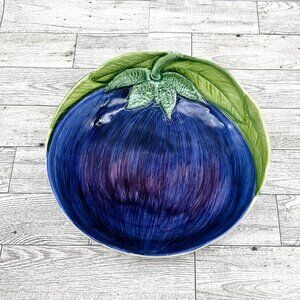 Vietri Bel Orto Blue/Purple/Green 9" Diameter Plum Pasta Bowl Made in Italy 7890